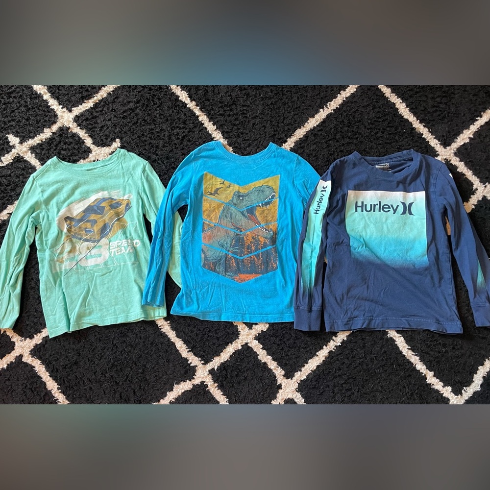 Hurley Kids Teal and Navy Long Sleeve Tees